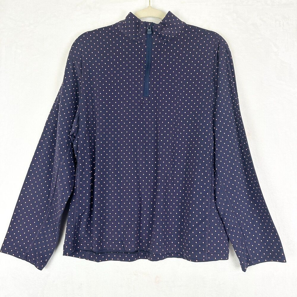 Greyson Tate 1/4 Zip Pullover Size Medium Wolf Icon Dot Print Golf Mockneck Navy